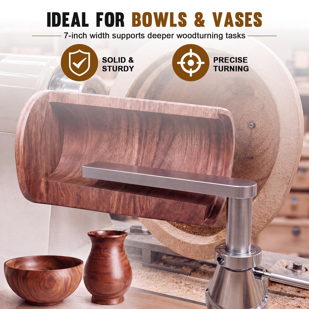 ElaraBerry 7'' Wood Lathe Tool Rest for Bowl Hollowing