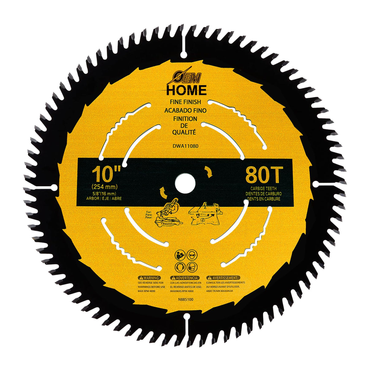 10 in 80T Table Saw Blade Compatible with Table Saw Blade Dwa11080