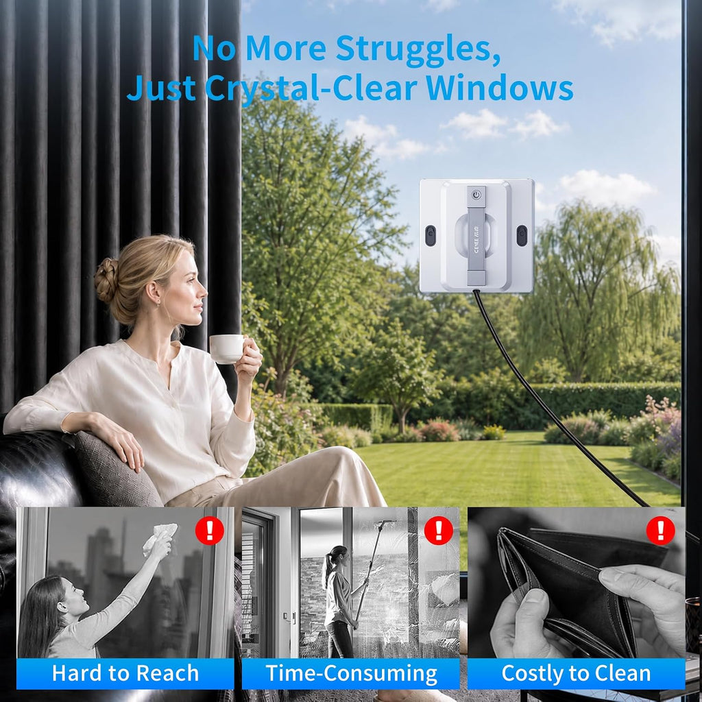 Window Cleaning Robot CEYEE W1, Dual 3-Nozzles Spray, 6 Cleaning Modes