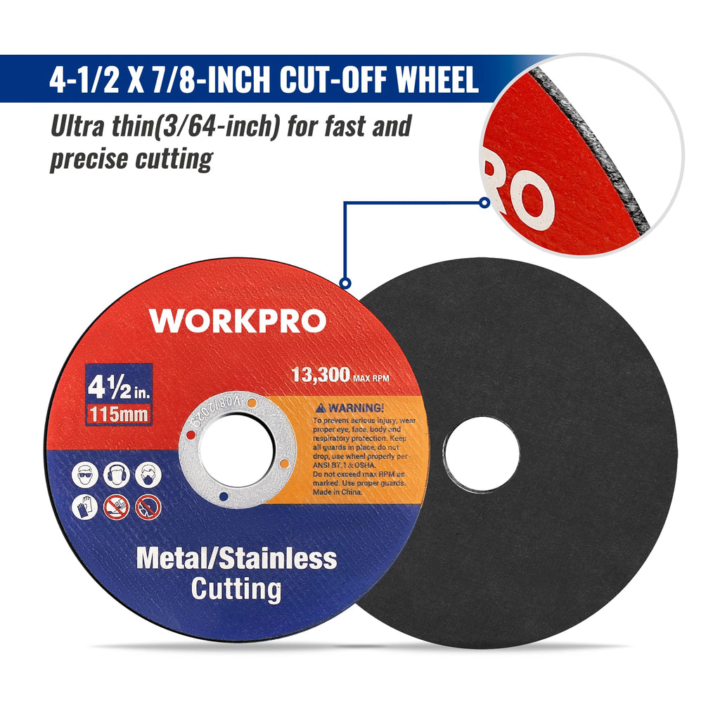 WORKPRO 50 Pack Cut Off Wheel, 4-1/2 Inch Cutting Wheels