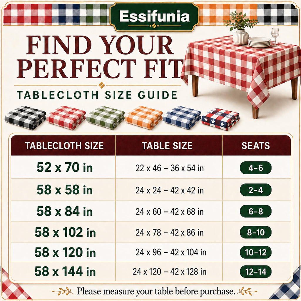 Waterproof Christmas Plaid Tablecloth Fabric - Red Oblong 52x70 Inch Classic Buffalo Tartan Festive Table Cloth for