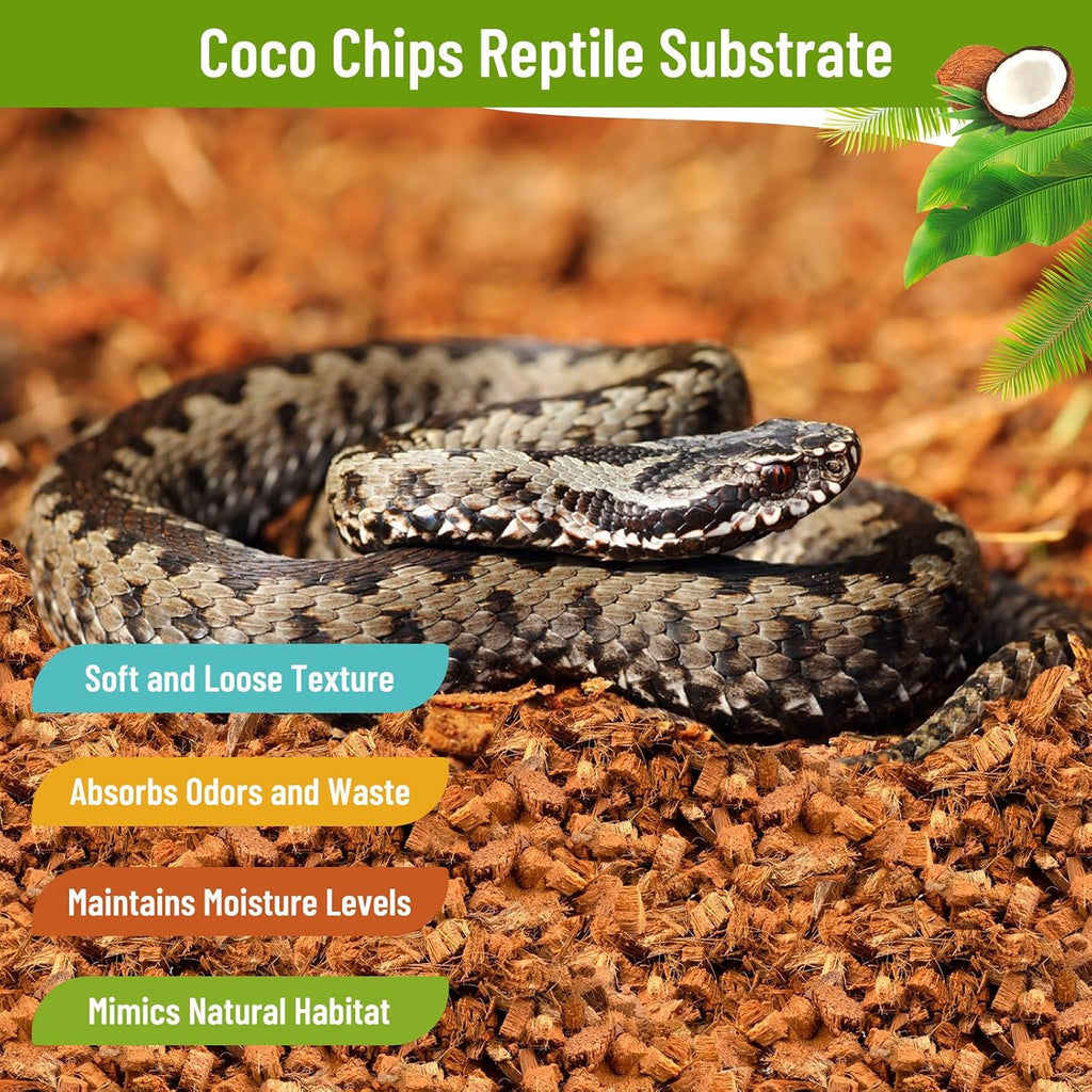 2Pack Coconut Husk Chip for Reptiles, 2.2 LB Coconut Fiber Substrate