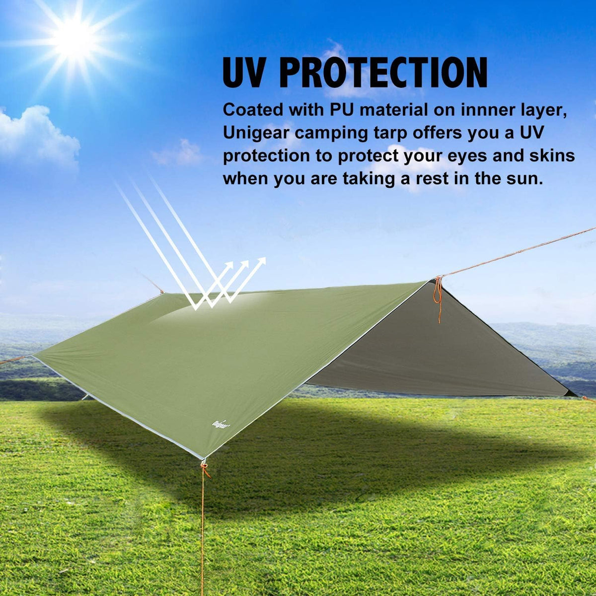 Hammock Rain Fly, 16.4/14.4/13/10ft Camping Tarp, UV Protection & Waterproof & Lightweight for Camping, Backpacking