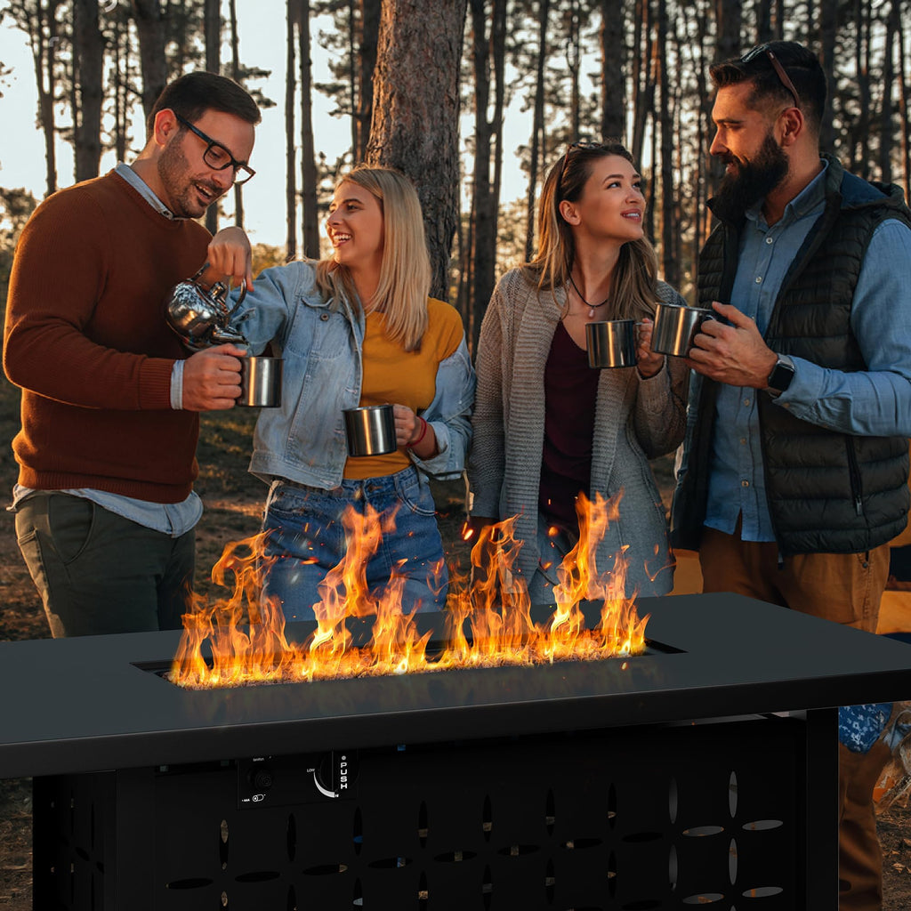 43" Propane Fire Pit,60,000 BTU Gas Fire Pit Table,Black