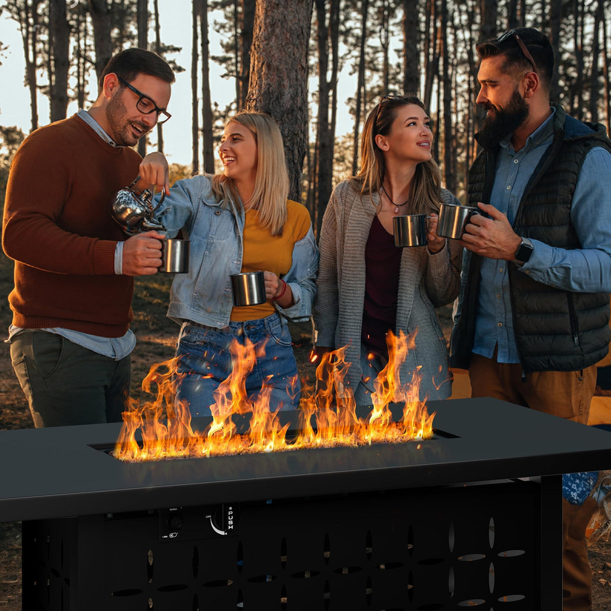 43" Propane Fire Pit,60,000 BTU Gas Fire Pit Table,Black