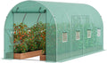 Walk-in Tunnel Greenhouse, 14.6x6.4x6.3 ft Hoop House Greenhouse Tunnel, Plant Hot House with Galvanized Steel Frame