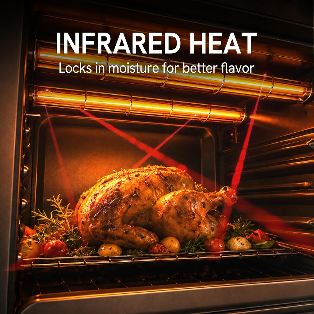 Infrared Heating 26.3 QT Air Fryer Toaster Oven, Large Countertop Convection Oven 10-in-1 Combo, 6-Slice Toast