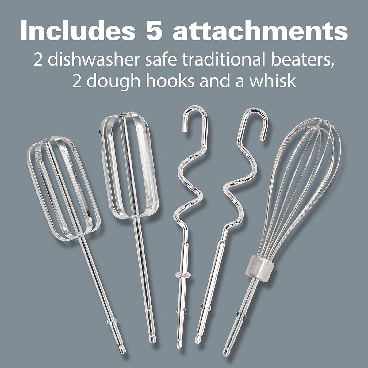 6-Speed Electric Hand Mixer With QuickBurst and Bowl Rest | 275 Watt Motor | Traditional Beaters | Whisk | Dough