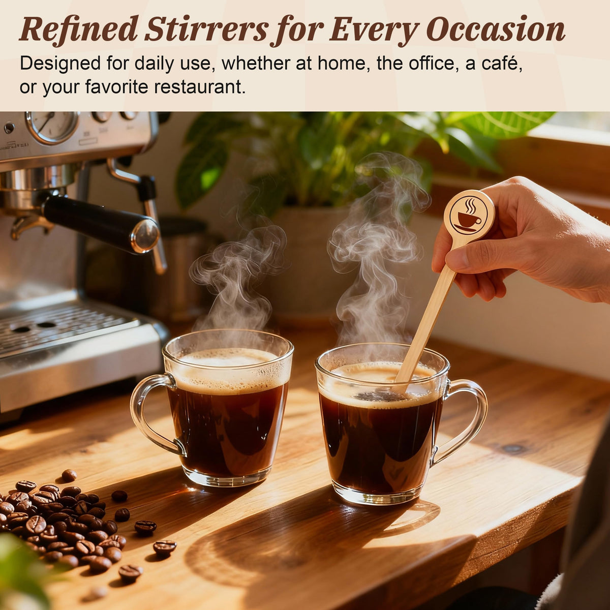 Wooden Coffee Stirrers 500-Pack Coffee Stir Sticks 5.9 Inch Natural Birch Stir Sticks with Round Ends, Disposable