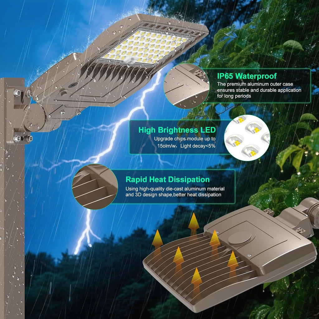 200W LED Parking Lot Lights Commercial Arm Mount, UL Listed Shoebox Light
