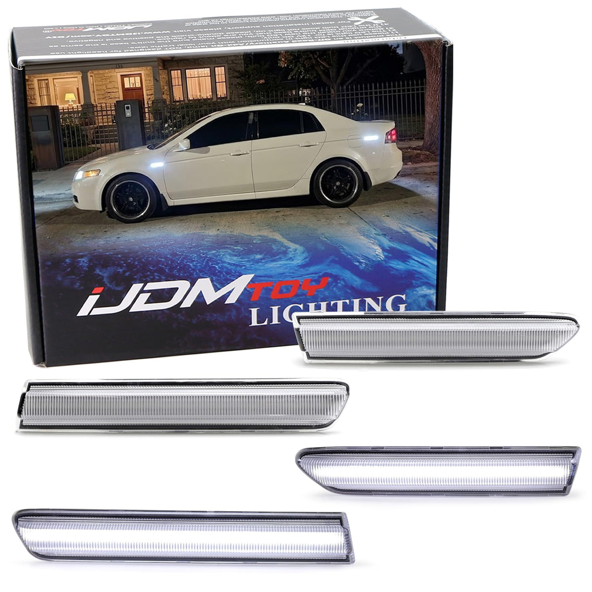 iJDMTOY LED Front/Rear Side Marker Lights For Acura 2004-2008 TL