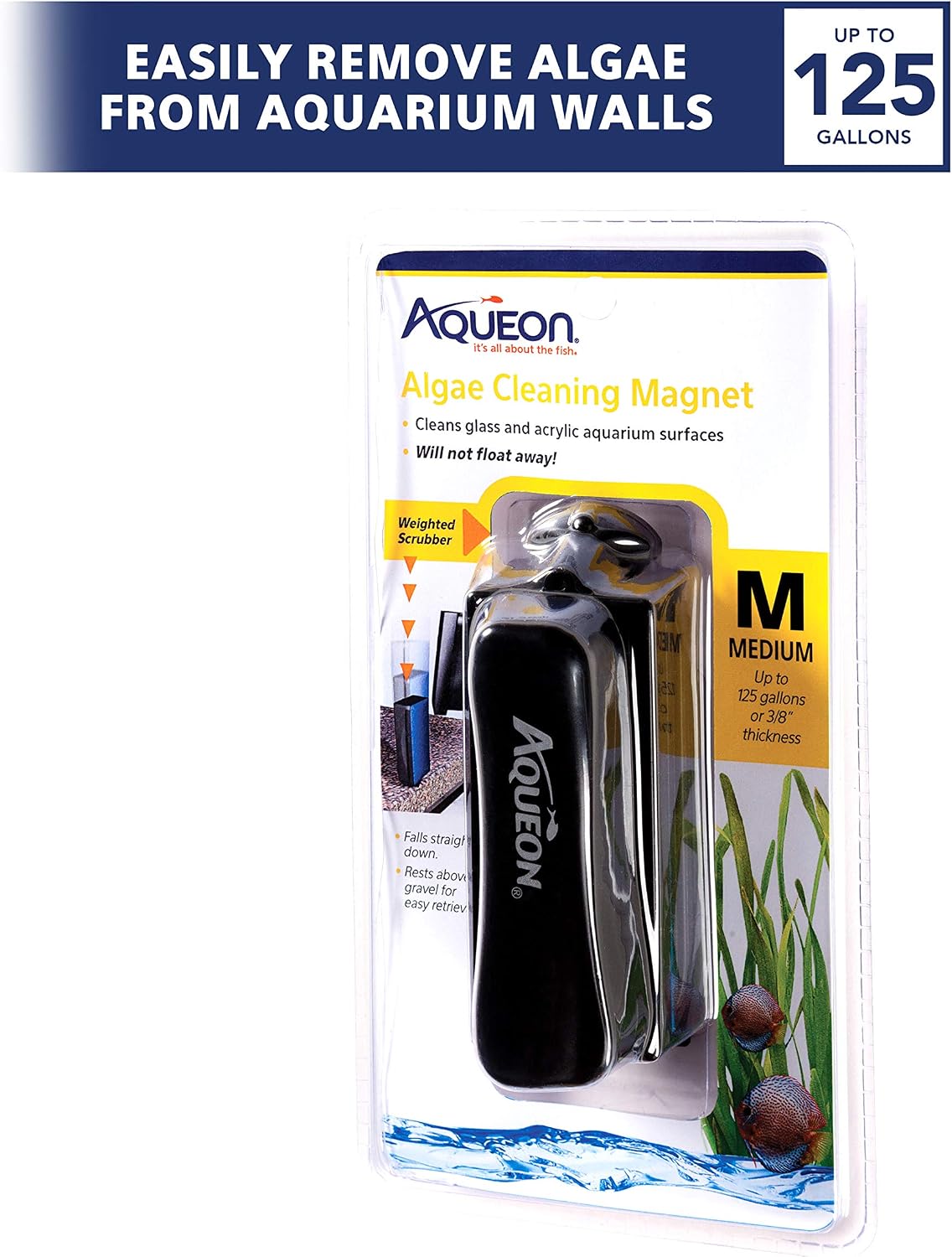 Aquarium Algae Scraper, Fish Tank Magnetic Glass Cleaner for Glass/Acrylic, Medium