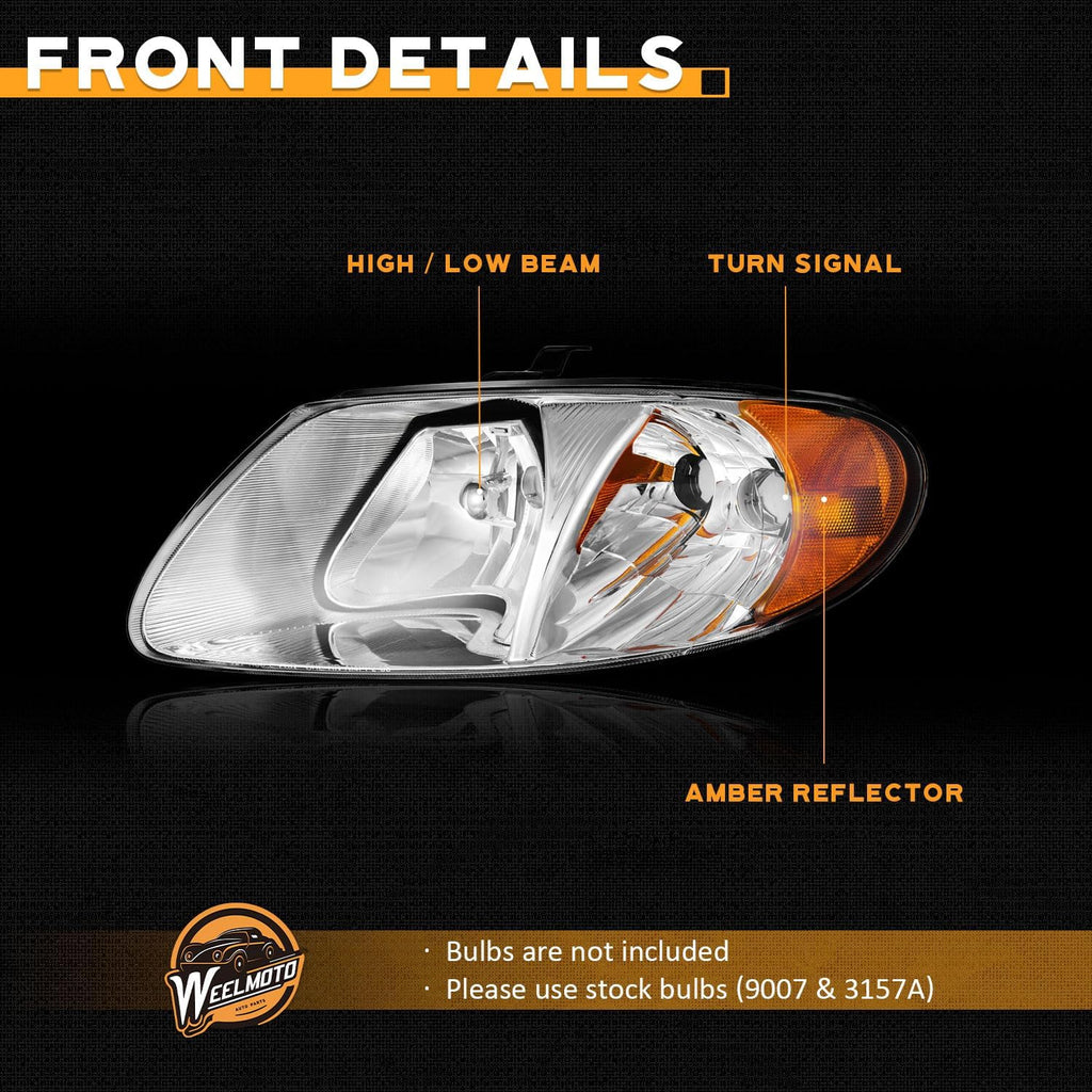 WEELMOTO Headlights for 2001-2007 Dodge Caravan/Chrysler Town & Country