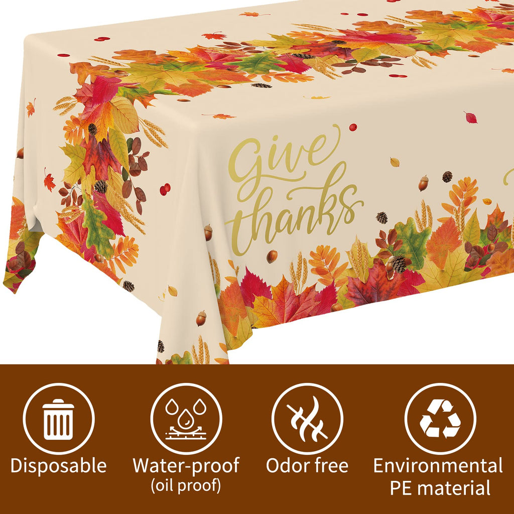 Fall Thanksgiving decorations, Disposable Tablecloth, Plastic Table Cover for Autumn Party Decorations and