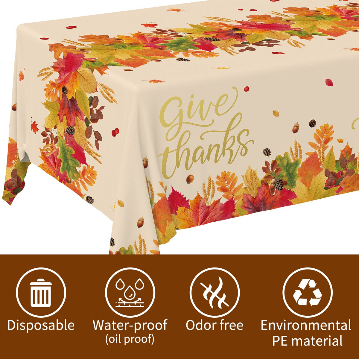 Fall Thanksgiving decorations, Disposable Tablecloth, Plastic Table Cover for Autumn Party Decorations and