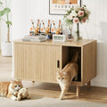 Cat Litter Box Enclosure with Sliding Door & Ventilation,Natural