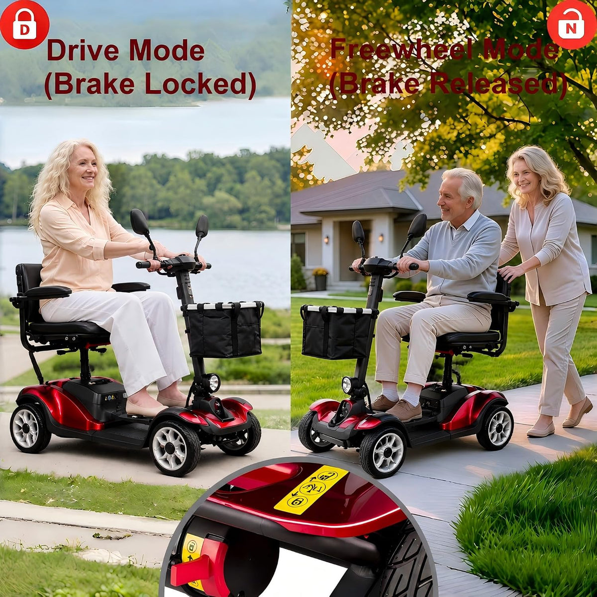 4 Wheel Mobility Scooter for Seniors & Adults with Removable Battery