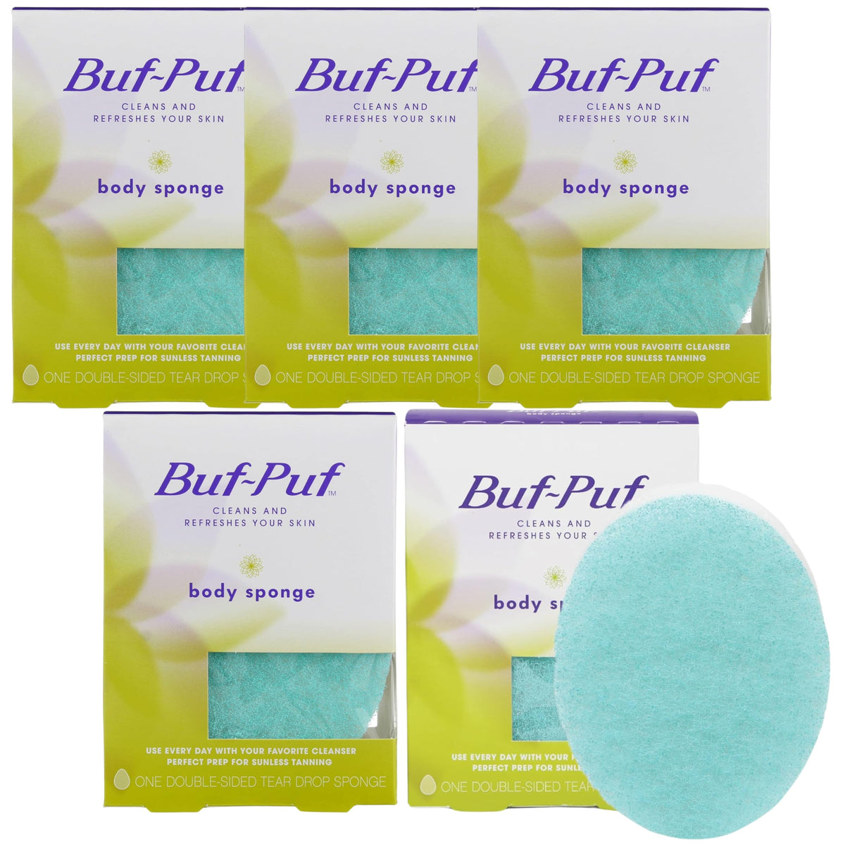 Body Sponge, Bath Sponge, Dermatologist Developed, Cleanses Skin of Dirt, and Excess Oil, Reusable, Exfoliating, 5 Count