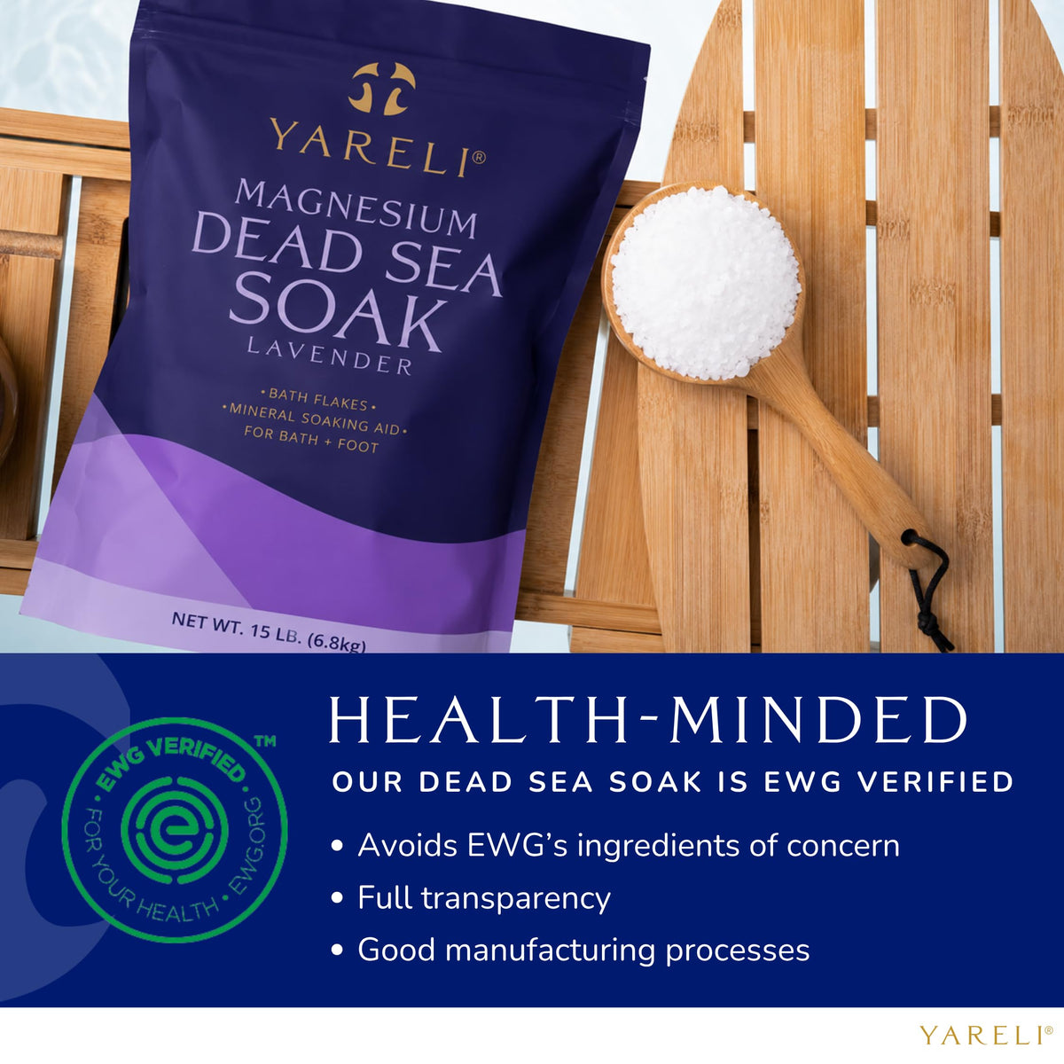 Magnesium Flakes, 15lb Lavender, Dead Sea Bath Soak, Alternative to Epsom Salt