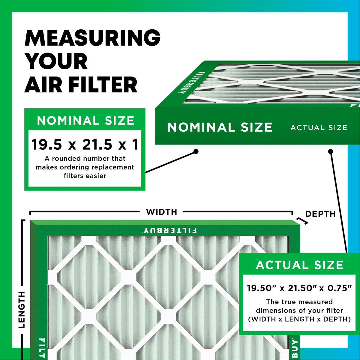 19.5x21.5x1 Air Filter MERV 8 Dust & Allergy Defense (6-Pack)