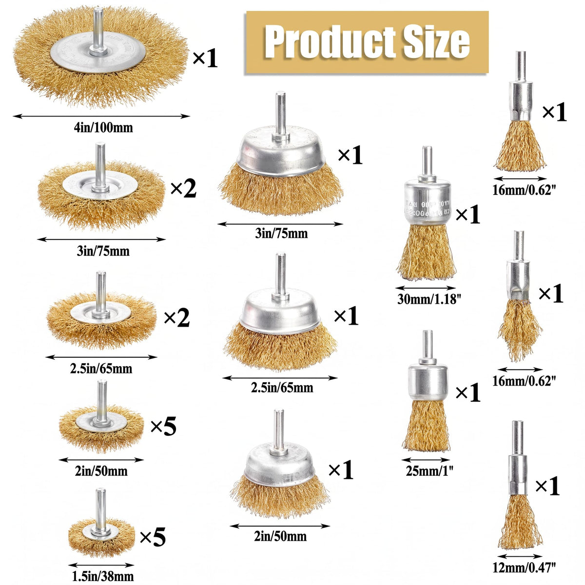 Elsjoy 23 Pack Wire Wheel Brush for Drill, Brass Drill Wire Brush Set