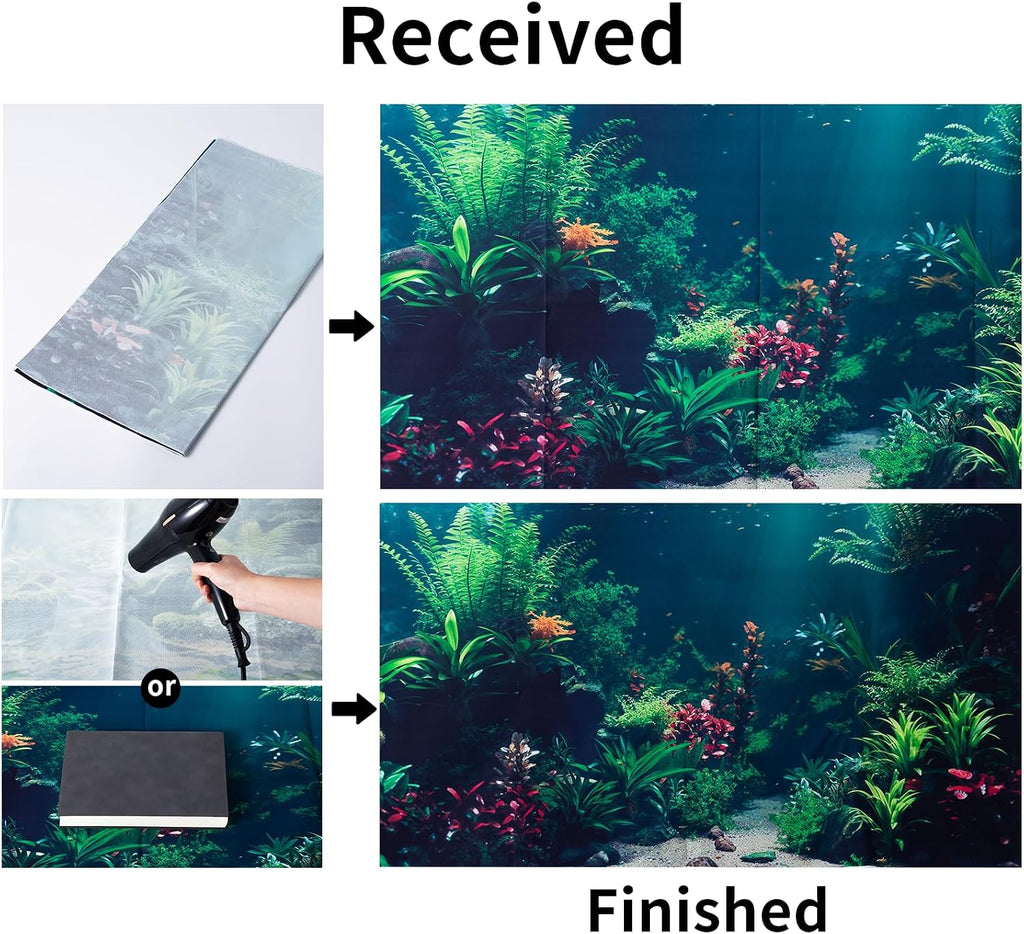 3 Pack Aquarium Background, 48x18 inch Polyester Aquarium Background