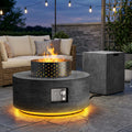 30" Round Propane Fire Pit Table Firepit Table for Outside Patio