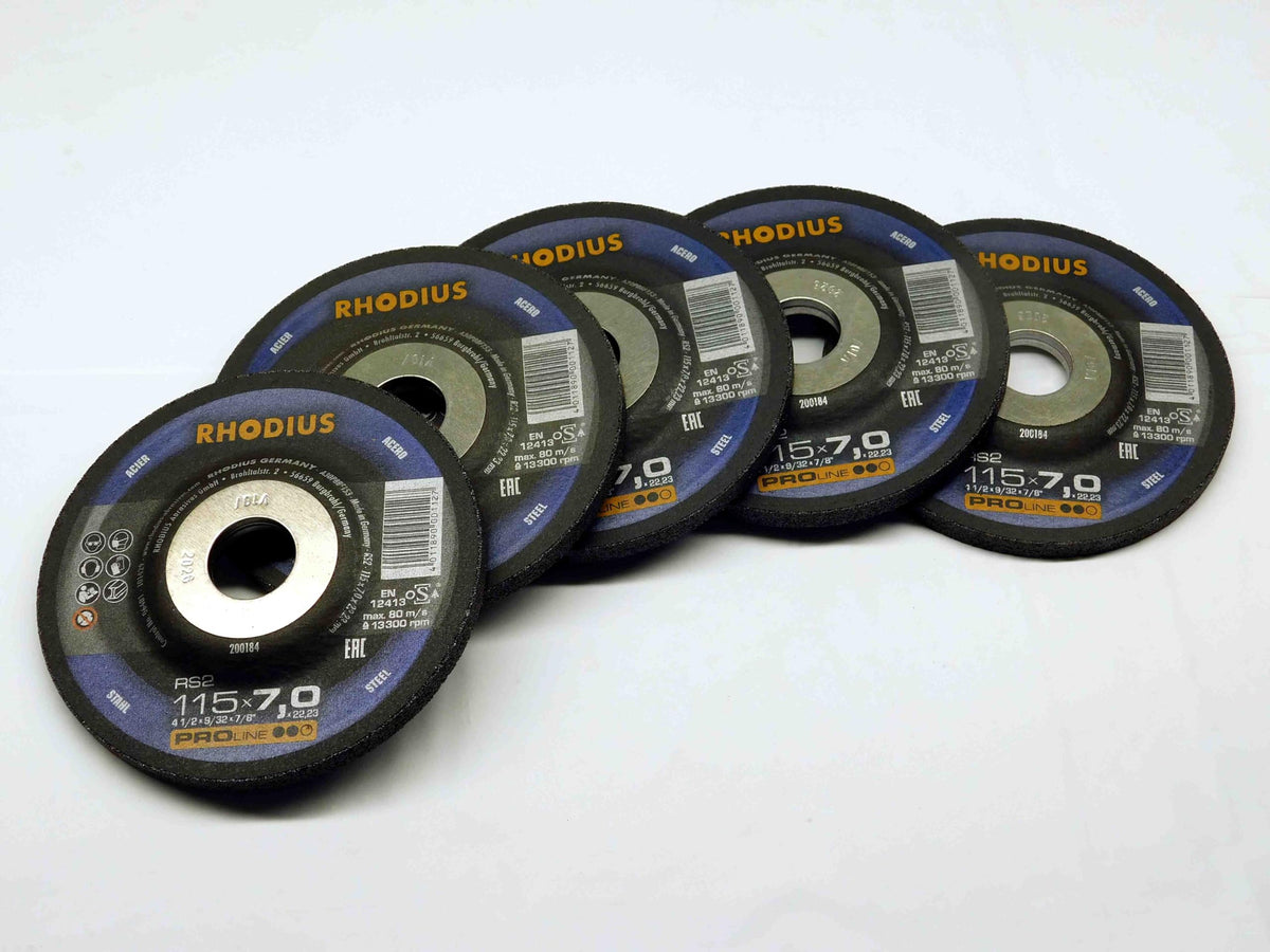 M & J Tooling LLC 5pcs RHODIUS RS2 4 1/2 X 9/32 X 7/8 DEPRESSED GRINDING WHEEL for STEEL 13300 RPM - MS7031CMI