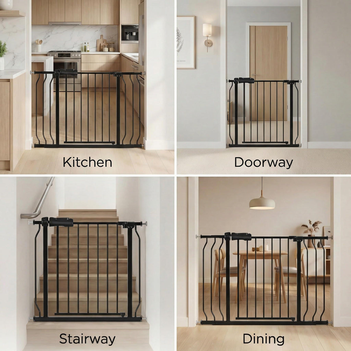 86-105" Extra-Wide Adjustable Hardware/Pressure-Mounted Pet & Child Safety Gate with Dual-Lock Walk-Through Swing Door for Stairs, Hallways & Wide Doorways