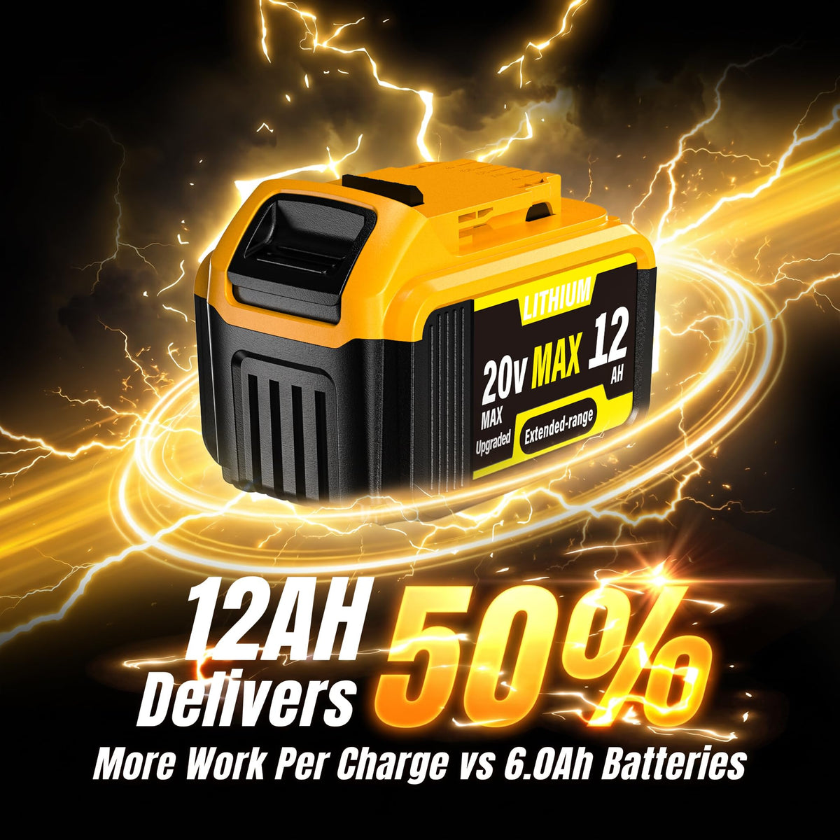 2-Pack 12000mAh High-Capacity Replacement for Dewalt 20V Max Battery