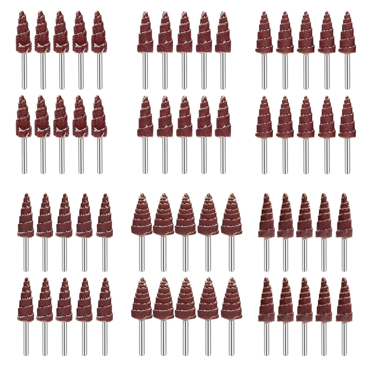 SUNJOYCO 60 PCS Abrasive Flap Wheel Sander, 1/8" Round Shank Cone Shape Abrasive Sandpaper Grinding Head Rotary Tool for Polishing, Die Grinder Flap Wheel for Drill, 80, 120, 240, 320, 400, 600 Grit