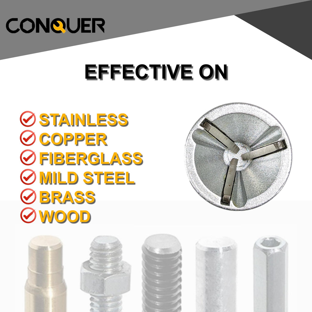 CONQUER Deburring External Chamfer Tool, All Thread Reamer, 1/8"-3/4"