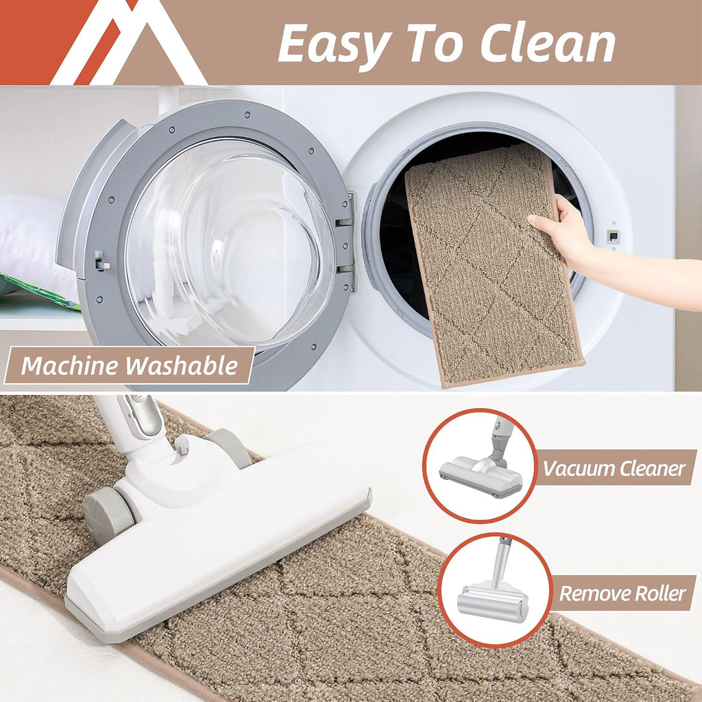 Edging Stair Treads Non-Slip Carpet Mat 28inX9in,15pc,Beige