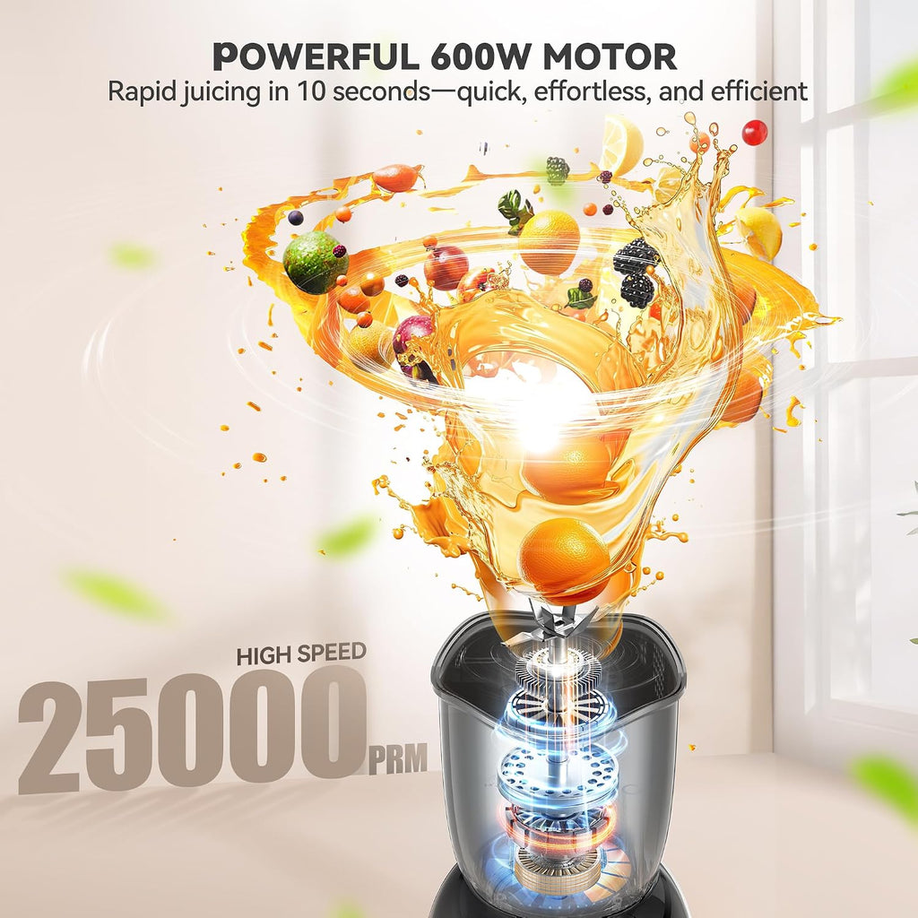 600W Personal Blender, Smoothie Blender with 2 x 17oz Portable Cups with Sip Lids, Stainless Steel Blade