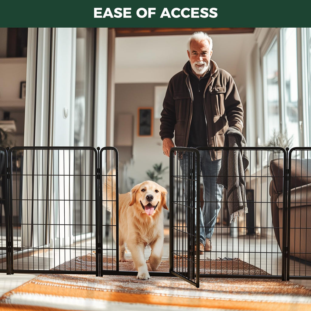 219" x 40" H Extra-Wide Adjustable Hardware/Pressure-Mounted Pet & Child Safety Gate with Dual-Lock Walk-Through Swing Door for Stairs, Hallways & Wide Doorways