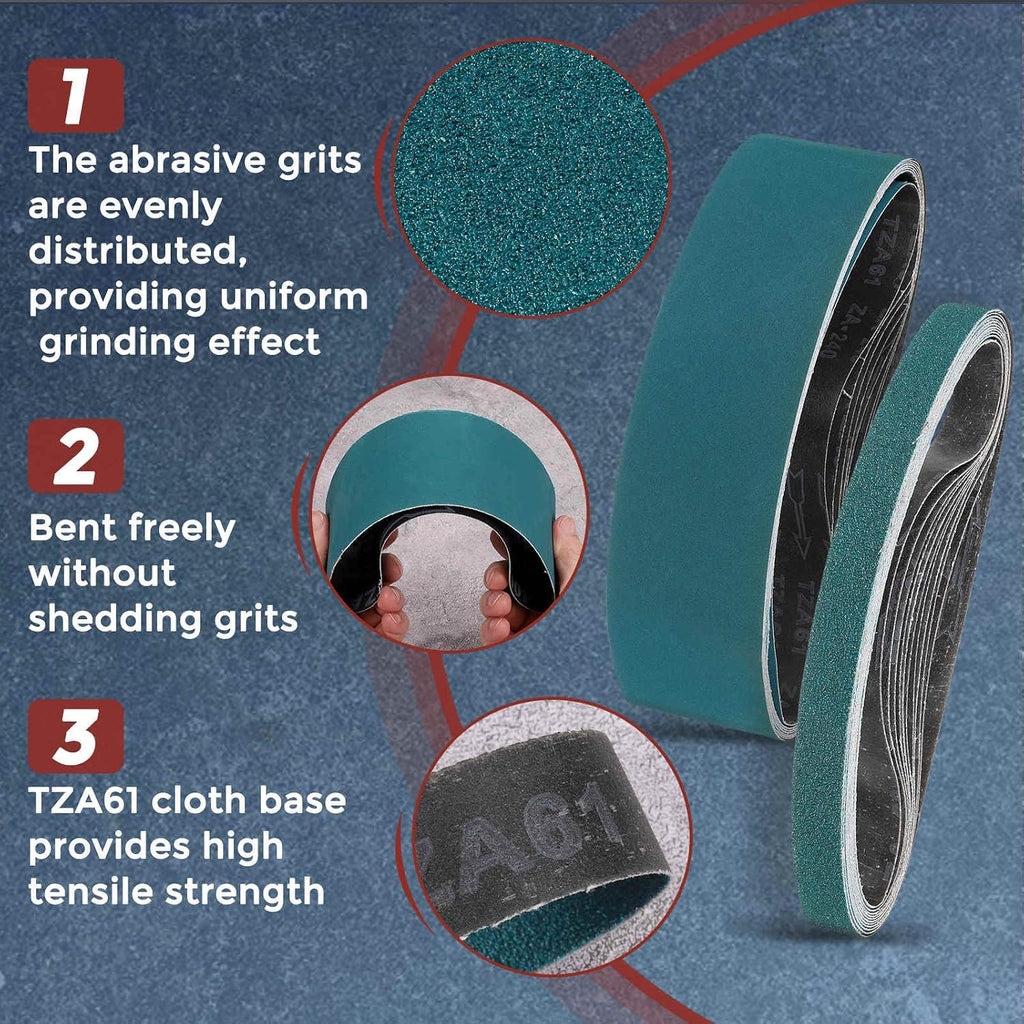 12 Pcs Sanding Belts 1 x 42 Inch 120 Grit Zirconia