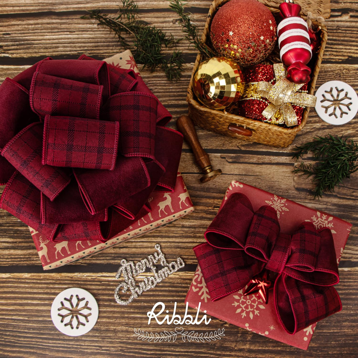 Dark Red Velvet Wired Ribbon