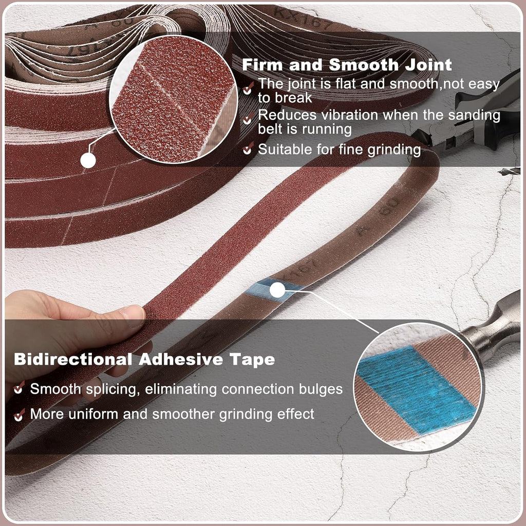 HARFINGTON 1 x 42 Inch Sanding Belts, 12 Pcs 400 Grits Aluminum Oxide