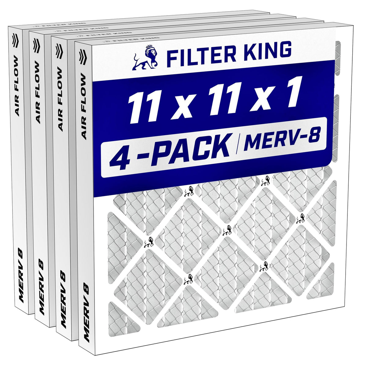 11x11x1 Air Filter MERV 8, AC Furnace Filters (4-Pack)