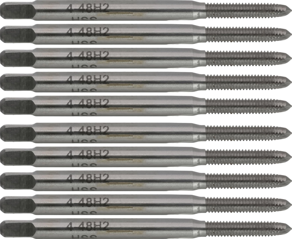 CME HSS Spiral Point Plug Taps, 4-48 UNF, H2, 2 Fl, 10 pcs