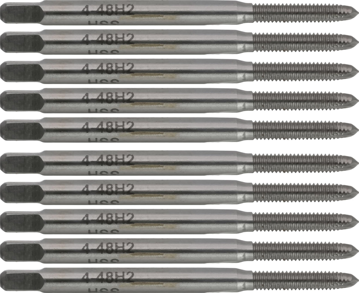 CME HSS Spiral Point Plug Taps, 4-48 UNF, H2, 2 Fl, 10 pcs