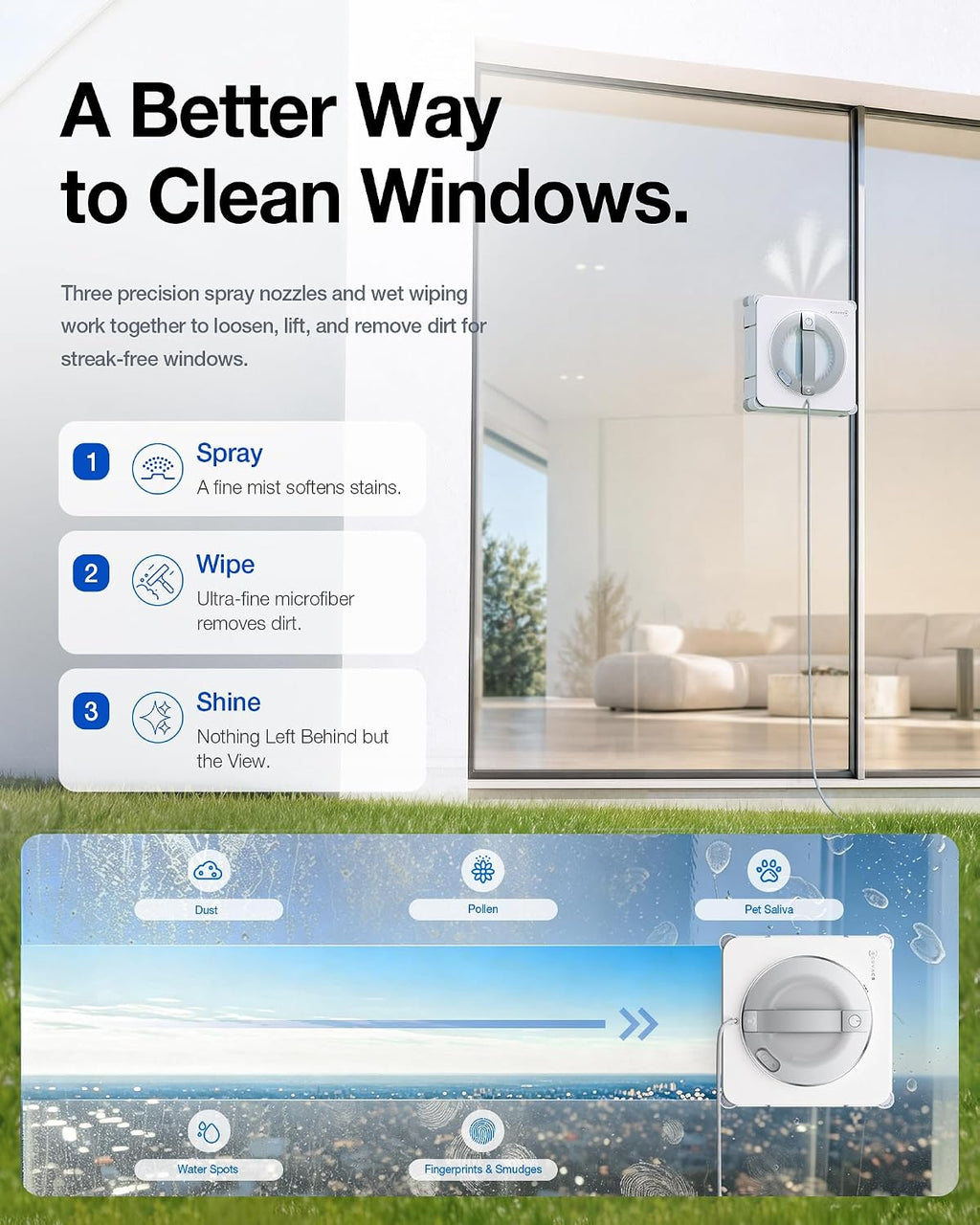 WINBOT W2S PRO Window Cleaning Robot, 10,000Pa Suction