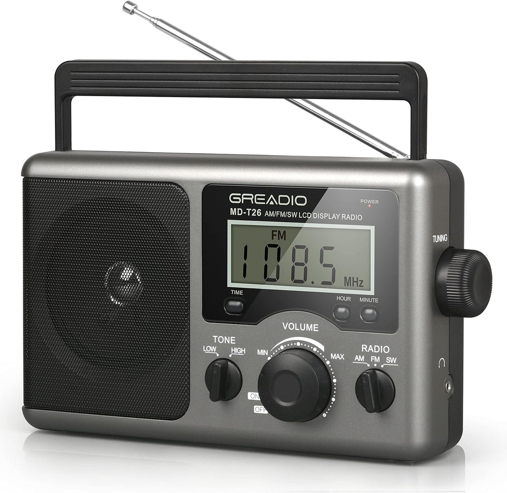 Portable Shortwave Radio, Radios Portable AM FM Transistor Radio | Best Reception for Home, Digital Display/Time