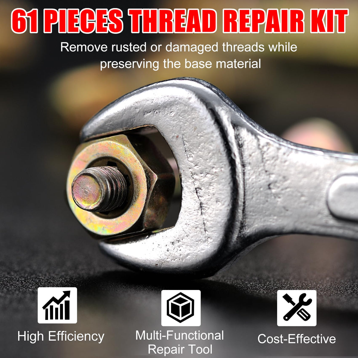 MAXMAN 61Pcs Thread Chaser Set, SAE & Metric, Restore Rusted Bolts