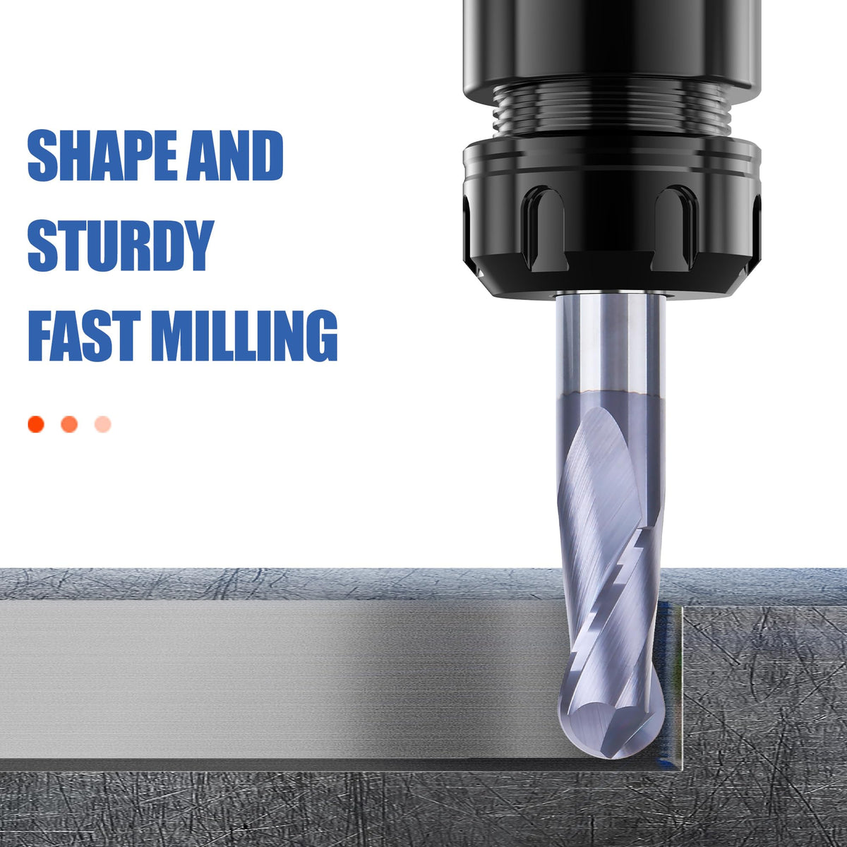 HUHAO 1/2 Inch Ball Nose Carbide End Mill,CNC Cutting Tools for Stainless Steel,Hardened Steels,High Temp Alloys,Medium Alloy Steels, 2 Flute,1/2" Shank