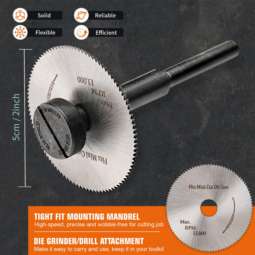 NuoDunco 2 Inch Circular Saw Cut-Off Wheel 5Pack, 100-Tooth W3/8" Arbor Hole Cutting Wheel for Wood Plastic PVC Pipe Stainless Steel Cutter Disc
