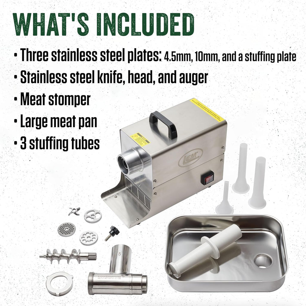 Products BigBite #22 Meat Grinder, 1.0 HP Commercial-Quality Stainless Steel Electric Meat Grinder for Home Use