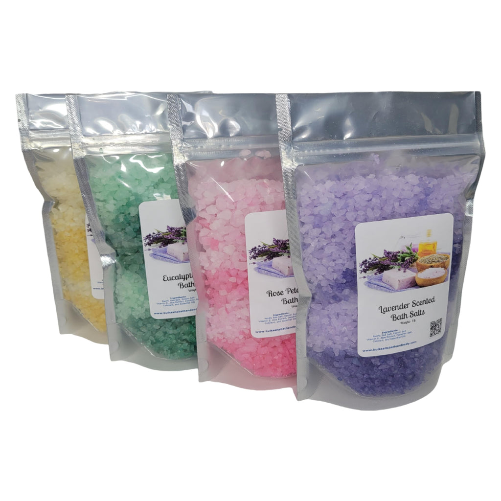 Bath Salts | (4) 1lb Bags | Aromatherapy Gift Lot | Four Different Scents | Bathing | Body Care | Beauty | Relaxation