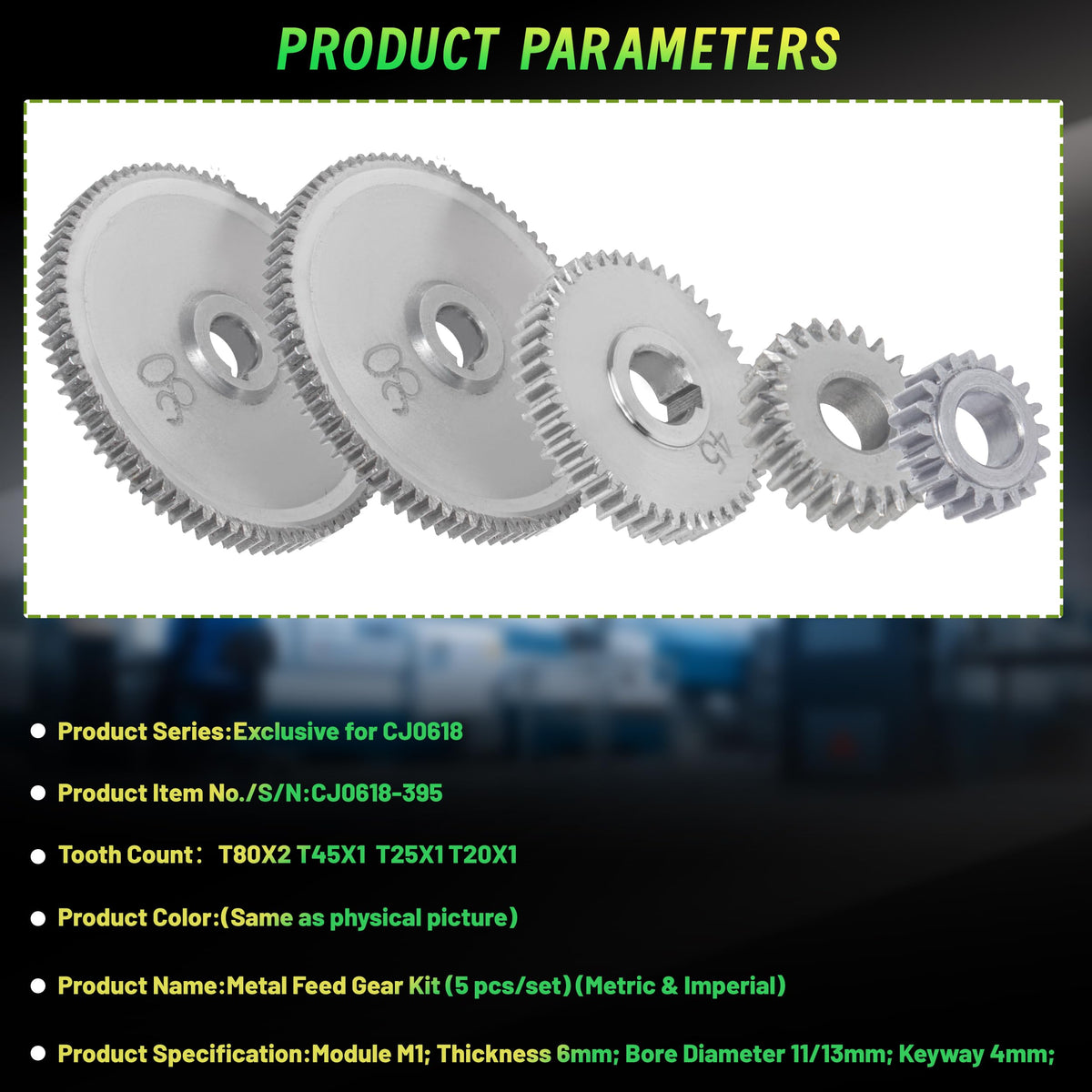 XUNKUANER 5PCS Metal Steel Gears For CJ0618 Lathe Accessories Replacement