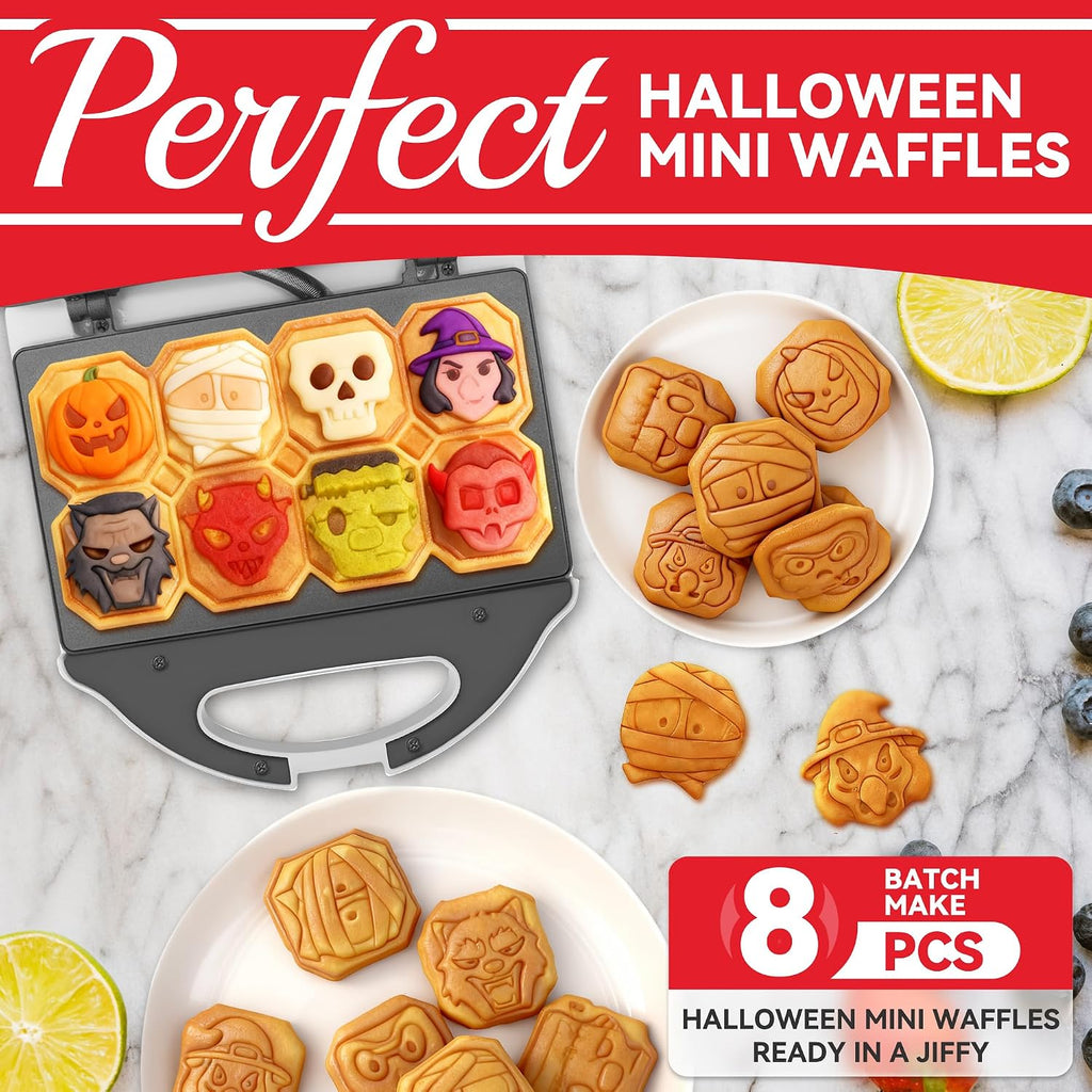 Spooky Mini Waffle Maker for Kids, Mini Pancake Maker Machine